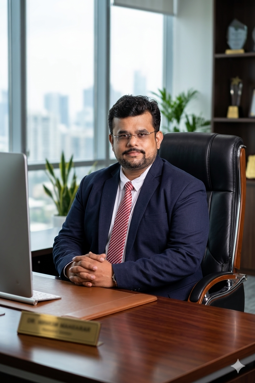 Mr Swapnil Puranik, Founder of Make My Hype sitting in his office.